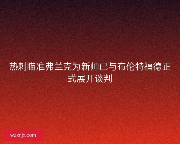 热刺瞄准弗兰克为新帅已与布伦特福德正式展开谈判