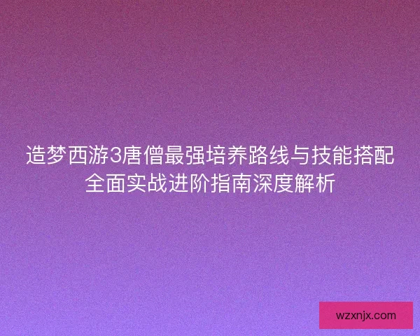 造梦西游3唐僧最强培养路线与技能搭配全面实战进阶指南深度解析